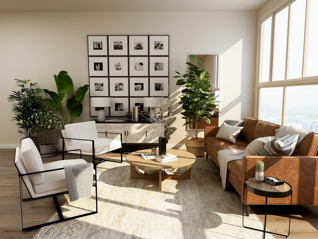 Exemple d’ambiance : un salon lumineux aux tons naturels